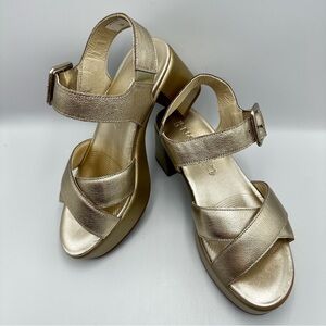 NEW Naot Elite Radiant Gold Leather Sandal Heel Womens EU 36 US 5-5.5 Platform